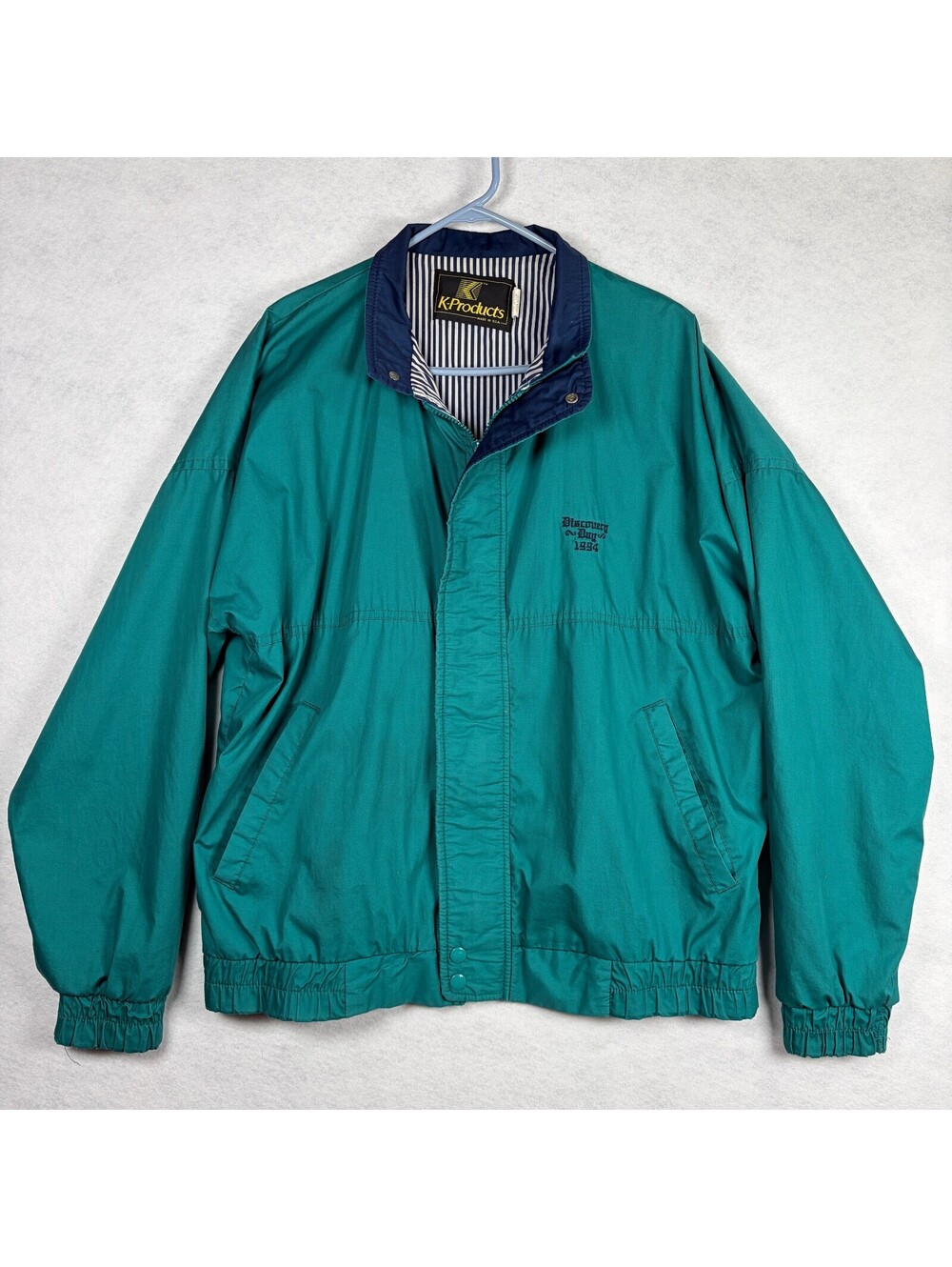 Vintage K Products Discovery Day 1994 Teal and Navy Jacket Large